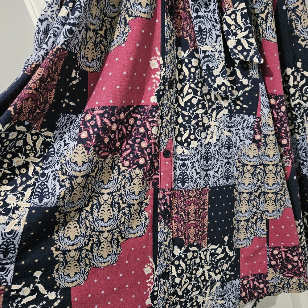 NWOT: Women's Floral Patchwork Midi Dress - XL - Picture 8 of 8